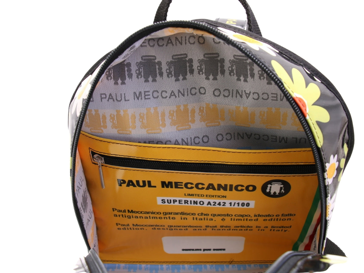 ZAINETTO PAUL MECCANICO NERO FLOREALE. MODELLO SUPERINO IN TELONE CAMION.
