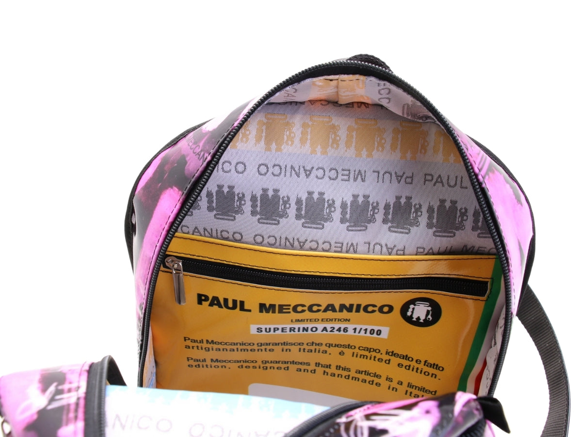 ZAINETTO PAUL MECCANICO NERO E ROSA FANTASIA MURALES. MODELLO SUPERINO IN TELONE CAMION.