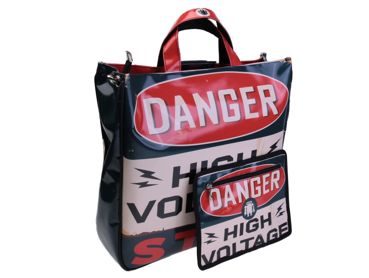 BORSA GRANDE DA DONNA &quot;HIGH VOLTAGE&quot;. MODELLO AIRSTONE IN TELONE CAMION.