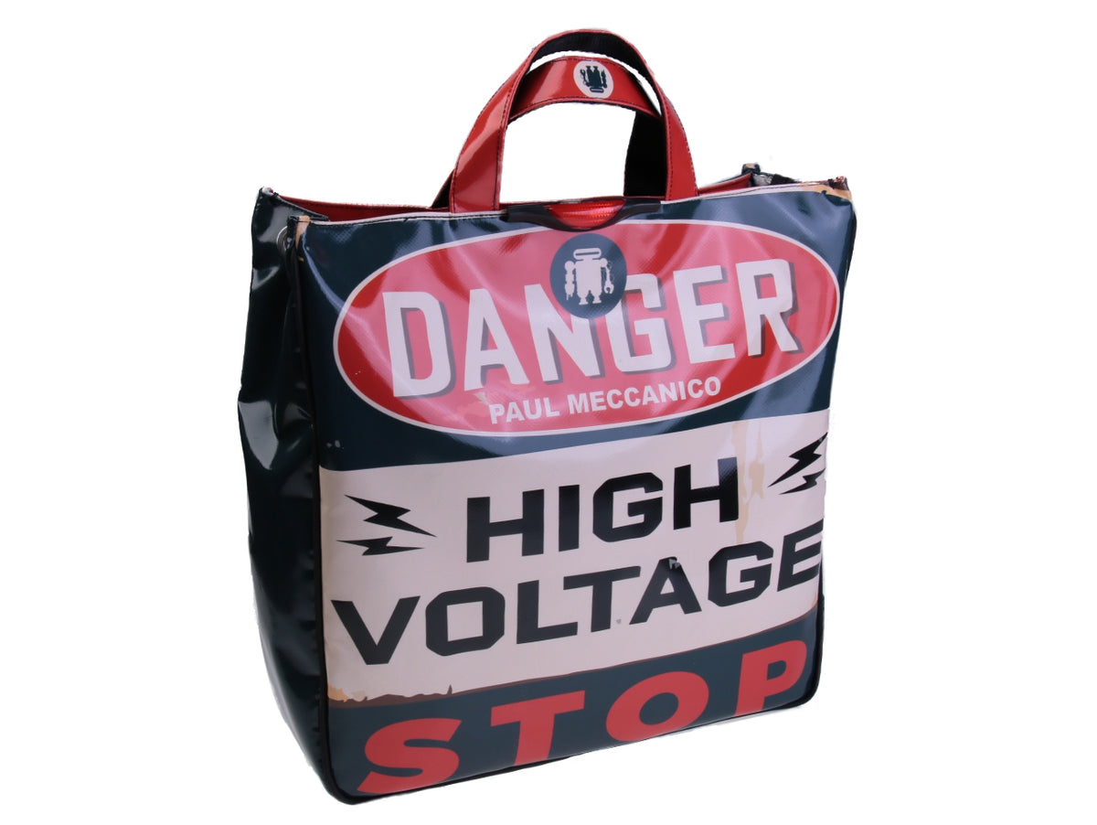 BORSA GRANDE DA DONNA &quot;HIGH VOLTAGE&quot;. MODELLO AIRSTONE IN TELONE CAMION.