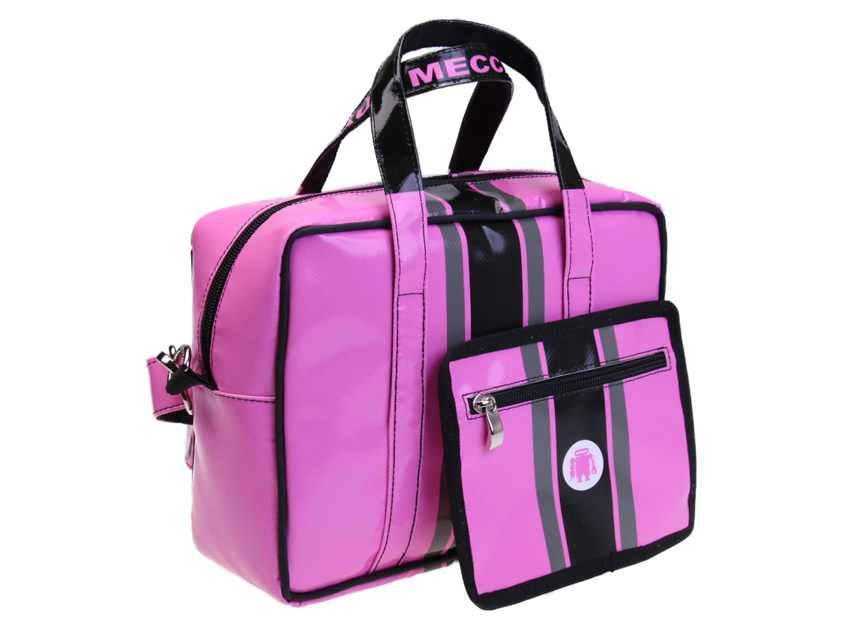 BORSA BAULETTO RETTANGOLARE ROSA. MODELLO PINCA REALIZZATO IN TELONE CAMION.