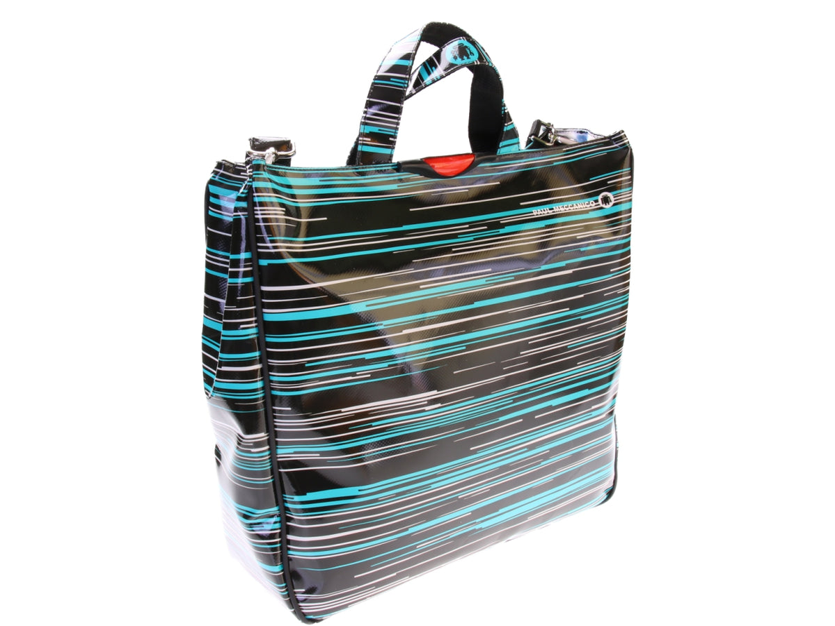 BORSA GRANDE DA DONNA NERA FANTASIA LINEE. MODELLO AIRSTONE IN TELONE CAMION.