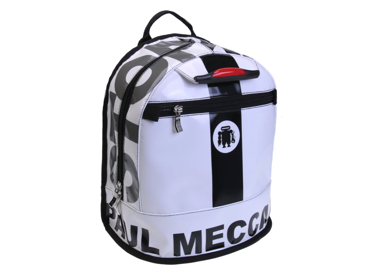 WHITE BACKPACK MODEL SUPERINO MADE OF LORRY TARPAULIN. - Limited Edition Paul Meccanico