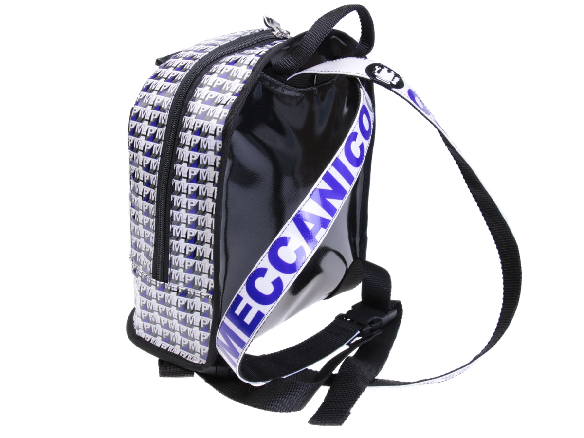 BACKPACK WHITE, GREY AND ROYAL COLOURS. MODEL SUPERINO MADE OF LORRY TARPAULIN. - Limited Edition Paul Meccanico