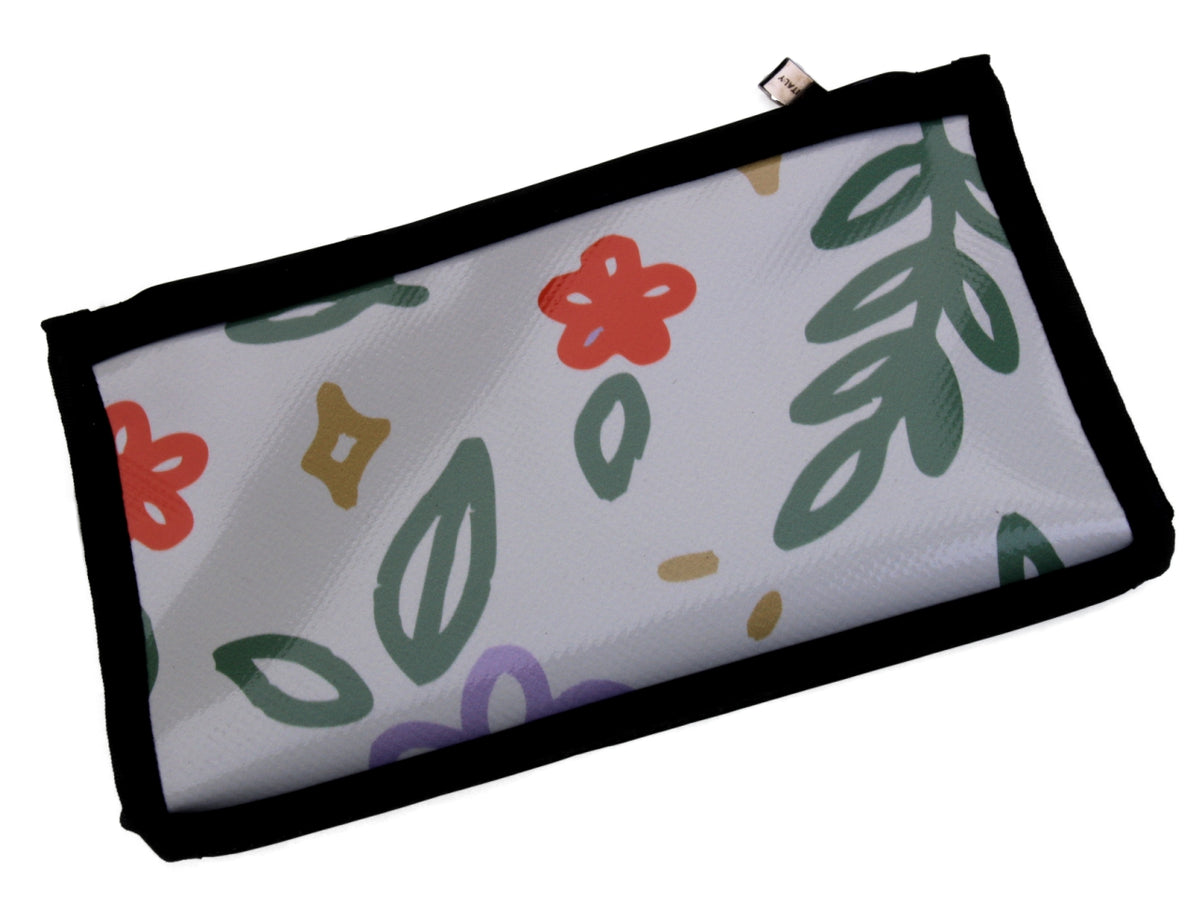 BEIGE LARGE WOMEN&#39;S WALLET WITH FLORAL FANTASY. MODEL PIT MADE OF LORRY TARPAULIN. - Limited Edition Paul Meccanico
