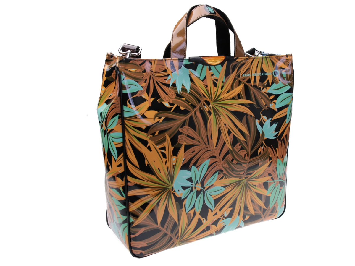 MAXI TOTE BAG LIGHT BROWN FLORAL FANTASY. MODEL AIRSTONE MADE OF LORRY TARPAULIN. - Unique Pieces Paul Meccanico