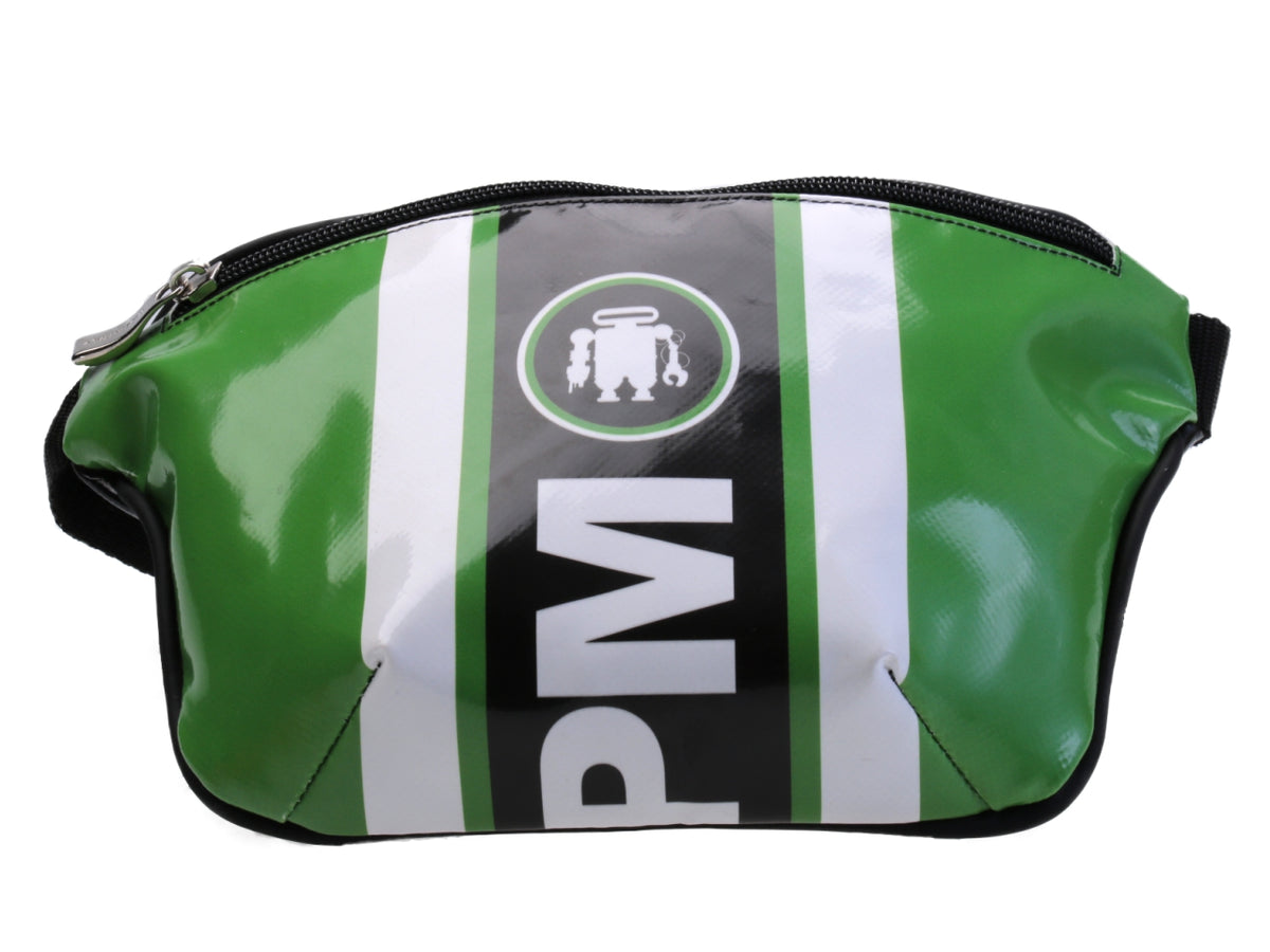 GREEN, BLACK AND WHITE WAIST BAG. MODEL FLEX MADE OF LORRY TARPAULIN. - Limited Edition Paul Meccanico