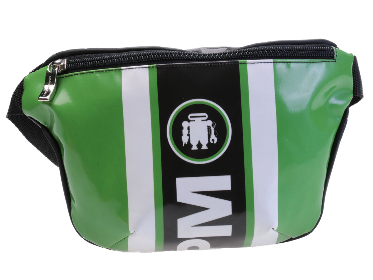 GREEN, BLACK AND WHITE WAIST BAG. MODEL FLEX MADE OF LORRY TARPAULIN. - Limited Edition Paul Meccanico