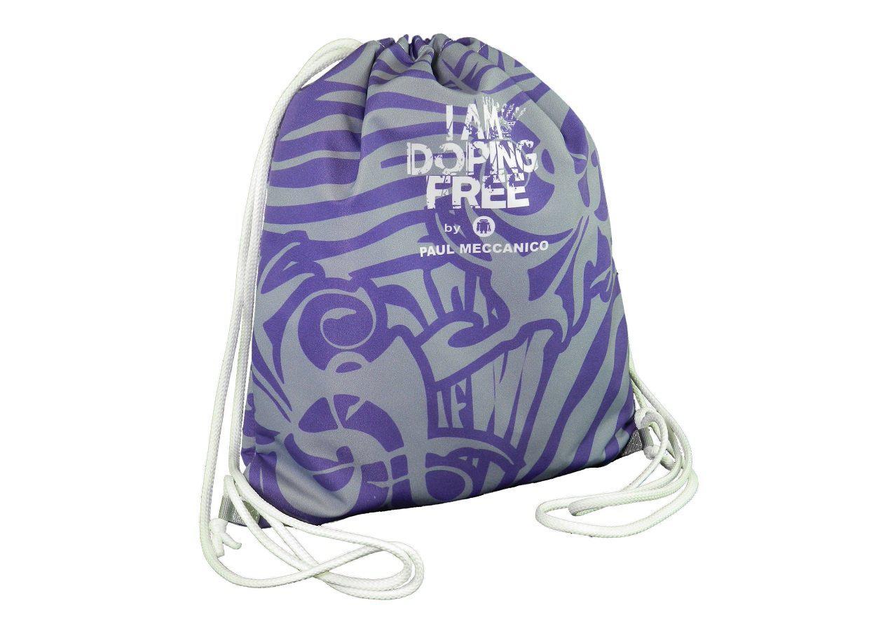 BACK SACK I AM DOPING FREE BY PAUL MECCANICO IN PURPLE AND GREY. - Limited Edition Paul Meccanico