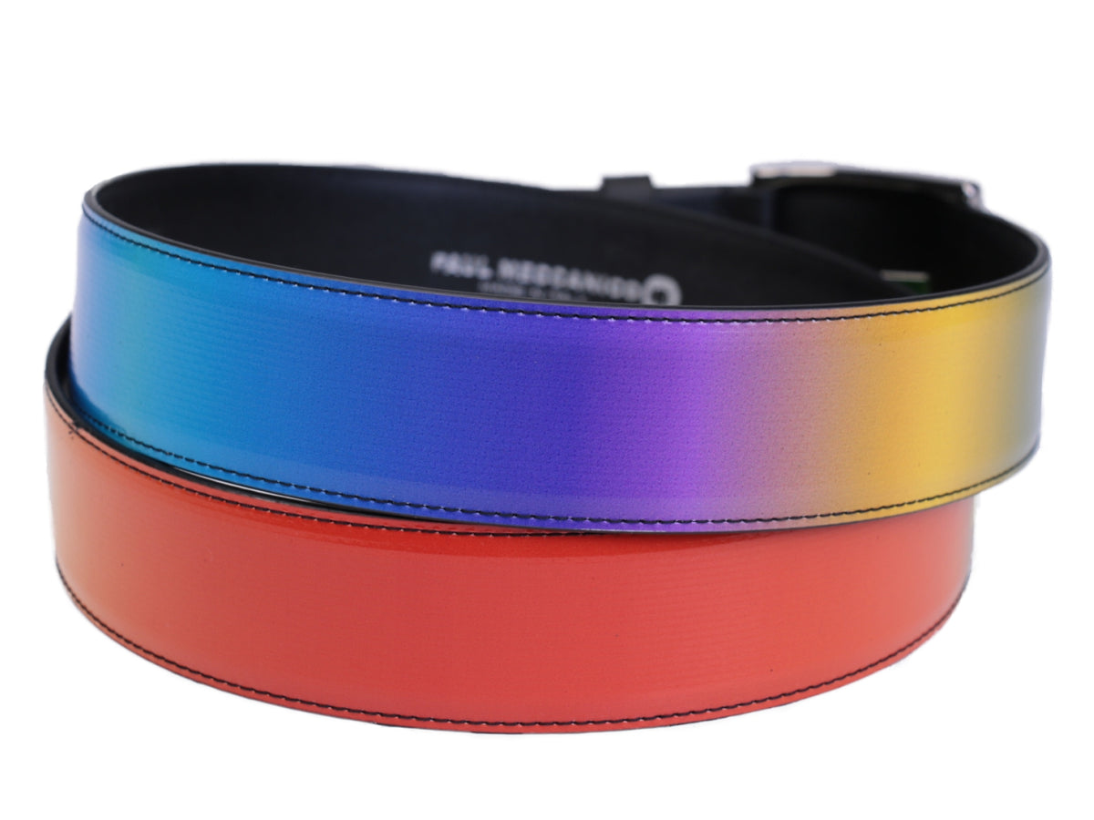 MULTICOLOR MEN&#39;S BELT SHADED EFFECT MADE OF LORRY TARPAULIN. - Unique Pieces Paul Meccanico