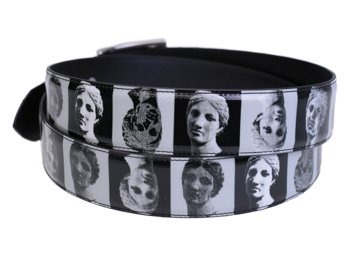 BLACK AND WHITE MEN&#39;S BELT &quot;ART&quot; MADE OF LORRY TARPAULIN. - Unique Pieces Paul Meccanico