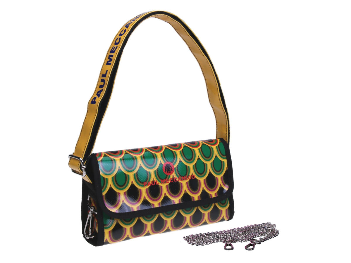 CLUTCH BAG MAJOLICA FANTASY. MODEL CANDY MADE OF LORRY TARPAULIN. - Limited Edition Paul Meccanico