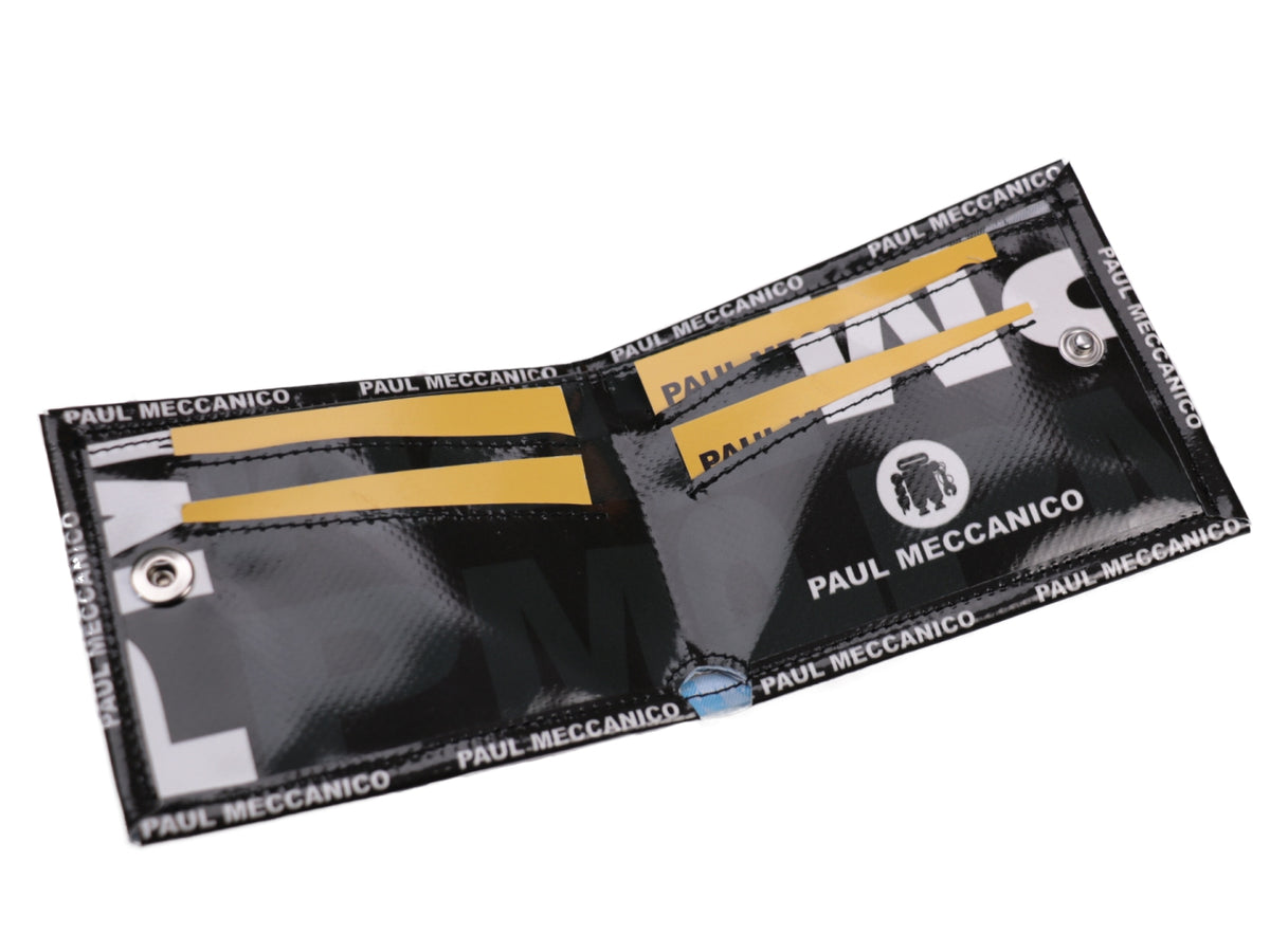 MEN&#39;S WALLET BLACK AND WHITE GEOMETRIC FANTASY. MODEL CRIK MADE OF LORRY TARPAULIN. - Limited Edition Paul Meccanico