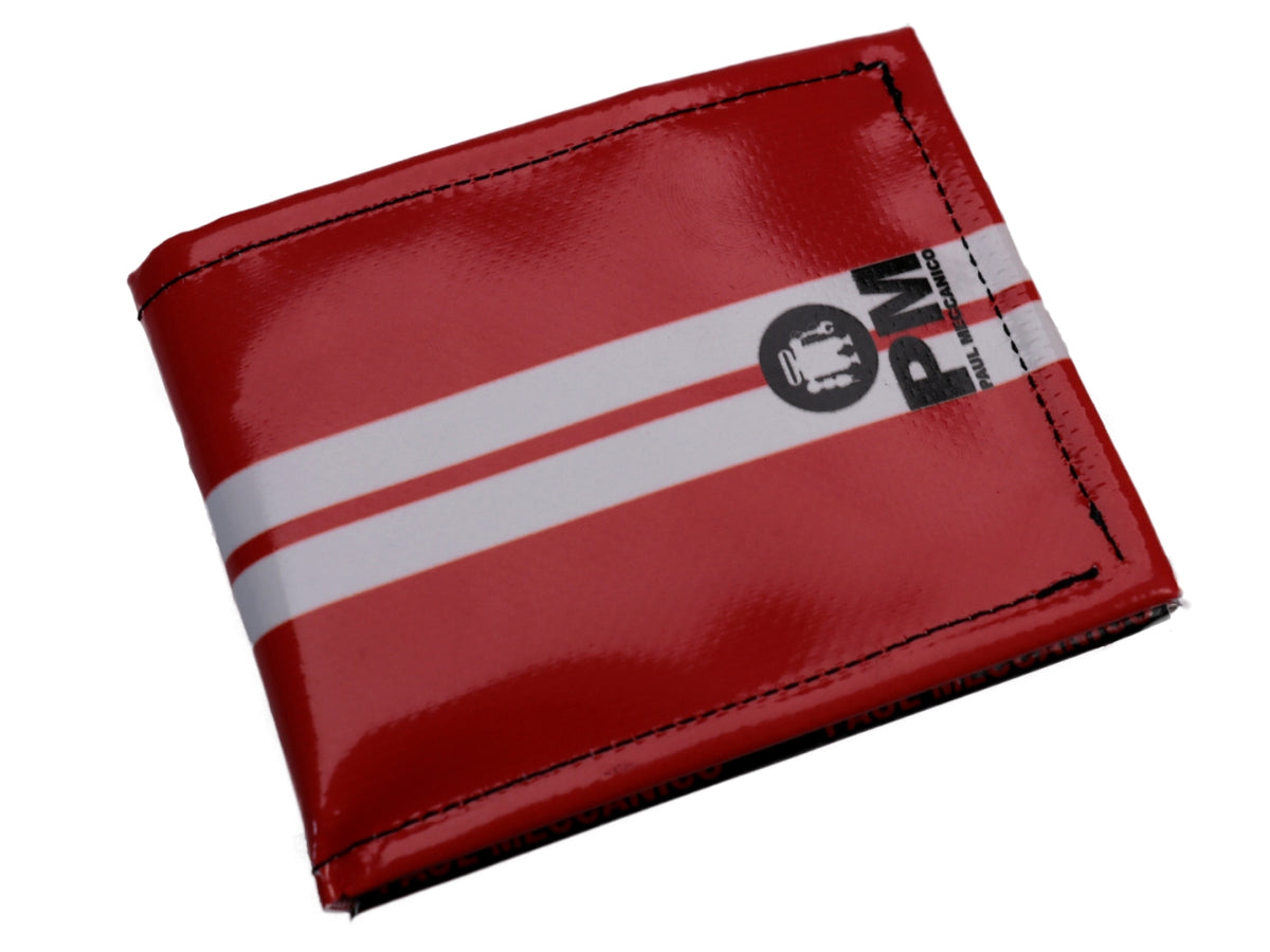 MEN&#39;S WALLET RED AND WHITE. MODEL CRIK MADE OF LORRY TARPAULIN. - Limited Edition Paul Meccanico