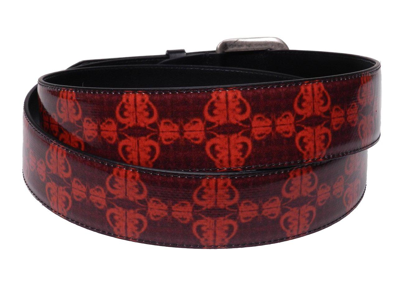 MAN'S BELT RED AND ORANGE INDIAN FANTASY MADE OF LORRY TARPAULIN. - Unique Pieces Paul Meccanico