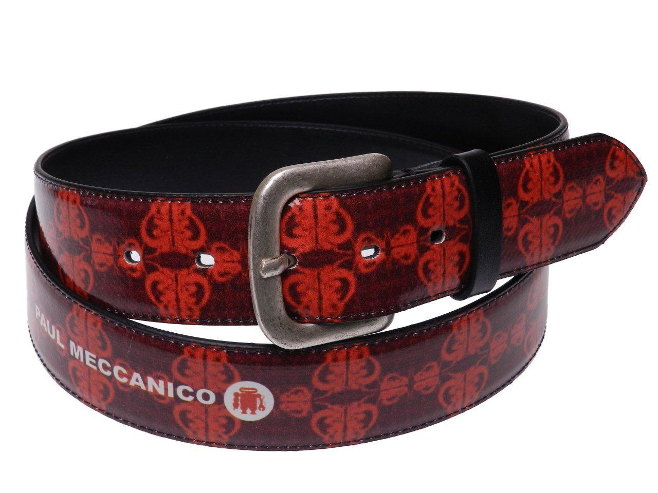 MAN'S BELT RED AND ORANGE INDIAN FANTASY MADE OF LORRY TARPAULIN. - Unique Pieces Paul Meccanico