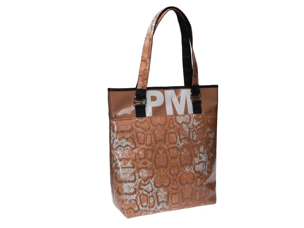 MAXI SHOPPER BAG BEIGE COLOUR ANIMALIER FANTASY. SELZ MODEL MADE OF LORRY TARPAULIN. - Limited Edition Paul Meccanico