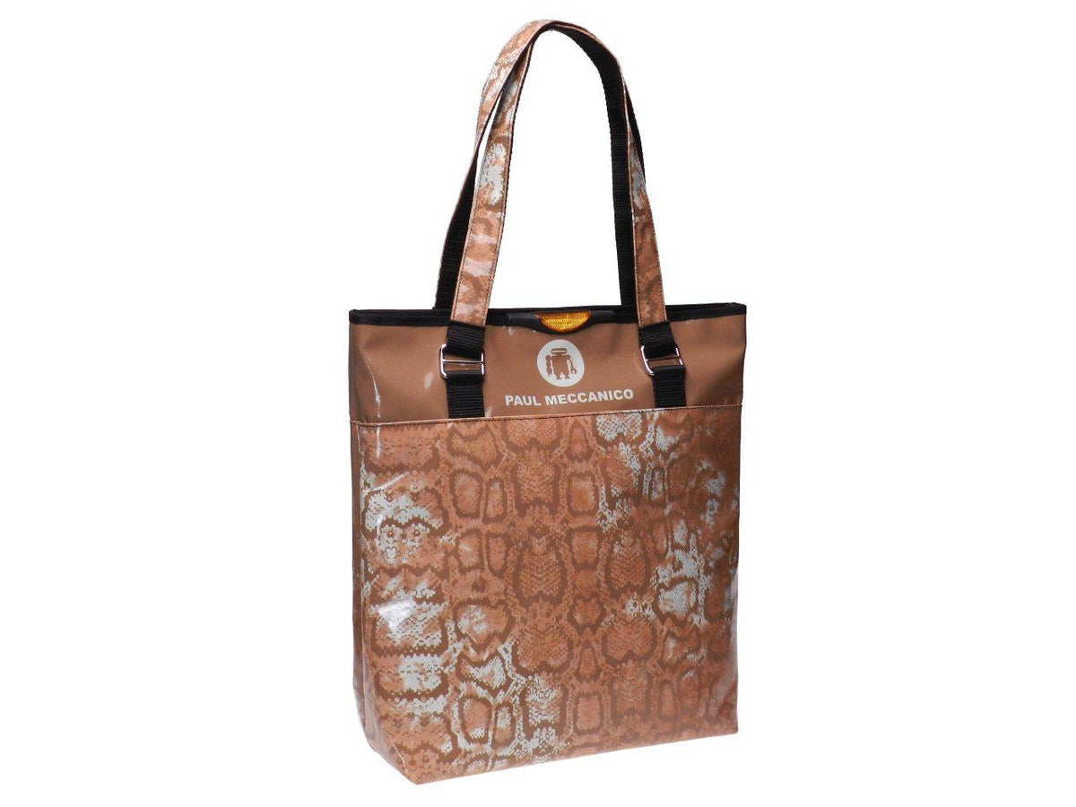 MAXI SHOPPER BAG BEIGE COLOUR ANIMALIER FANTASY. SELZ MODEL MADE OF LORRY TARPAULIN. - Limited Edition Paul Meccanico