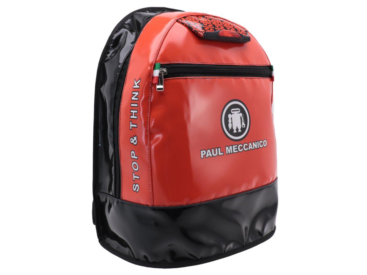 ORANGE AND BLACK BACKPACK PAUL MECCANICO. MODEL SUPER MADE OF LORRY TARPAULIN. - Limited Edition Paul Meccanico
