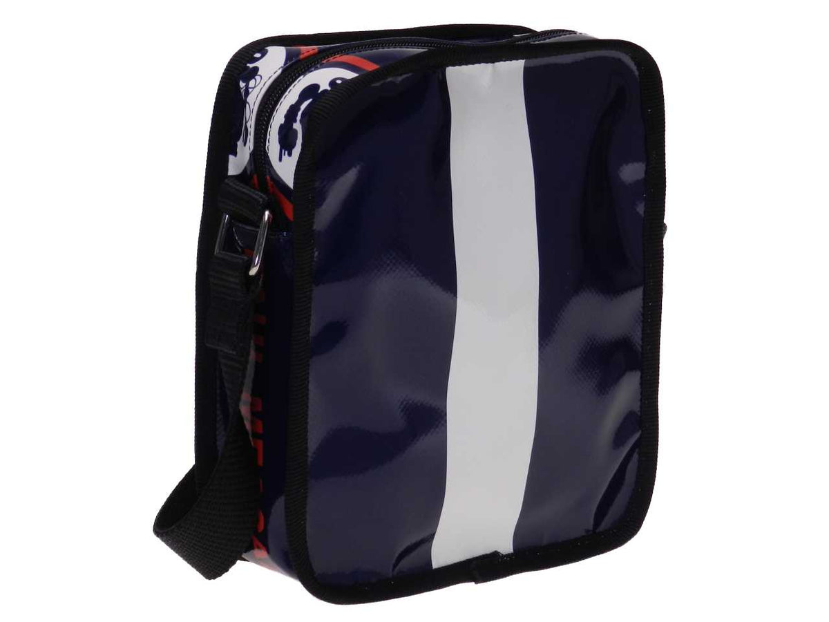 GENDERLESS BLUE SHOULDER BAG. MODEL STRATOS MADE OF LORRY TARPAULIN. - Limited Edition Paul Meccanico