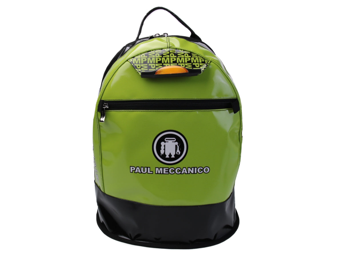 APPLE GREEN AND BLACK BACKPACK PAUL MECCANICO. MODEL SUPER MADE OF LORRY TARPAULIN. - Limited Edition Paul Meccanico