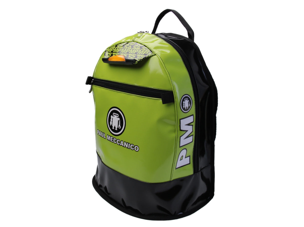 APPLE GREEN AND BLACK BACKPACK PAUL MECCANICO. MODEL SUPER MADE OF LORRY TARPAULIN. - Limited Edition Paul Meccanico