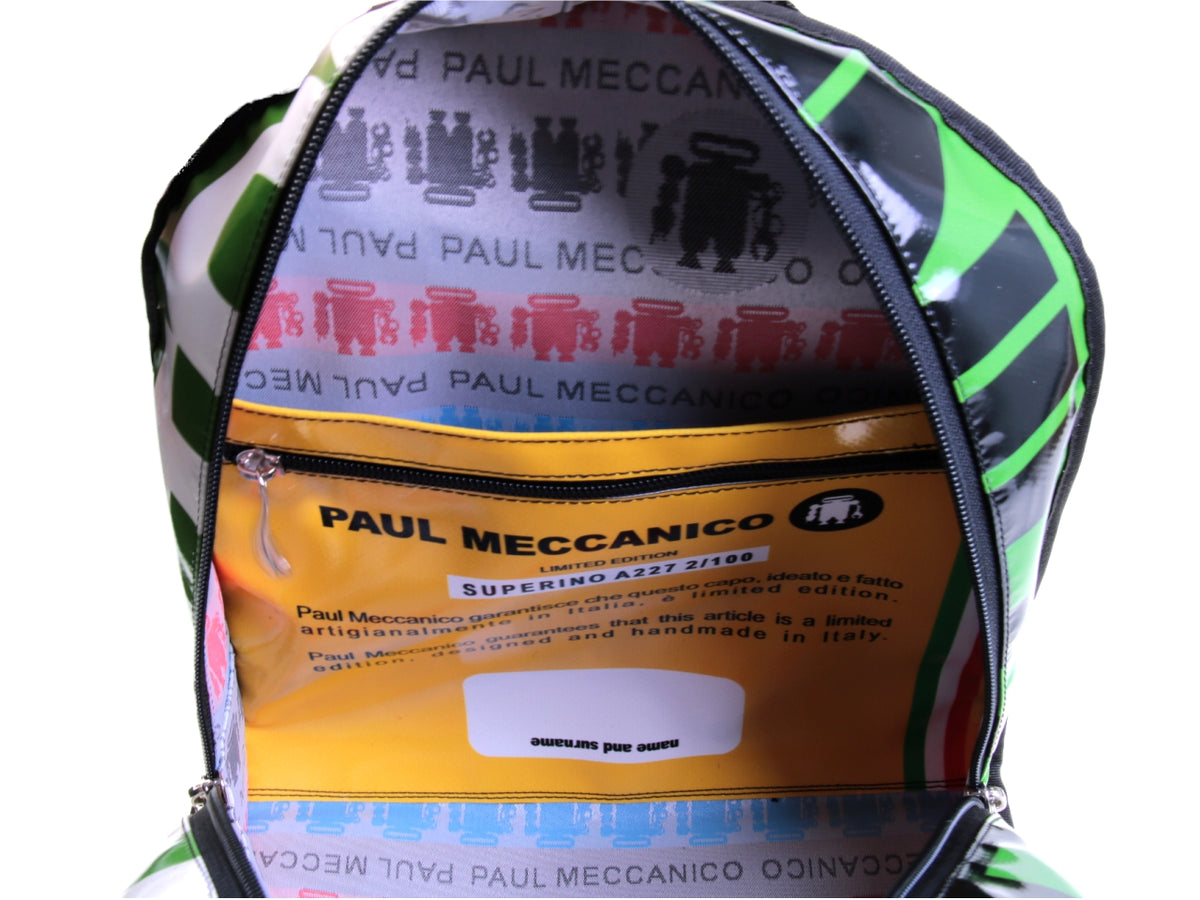 RED BACKPACK MODEL SUPERINO MADE OF LORRY TARPAULIN. - Limited Edition Paul Meccanico
