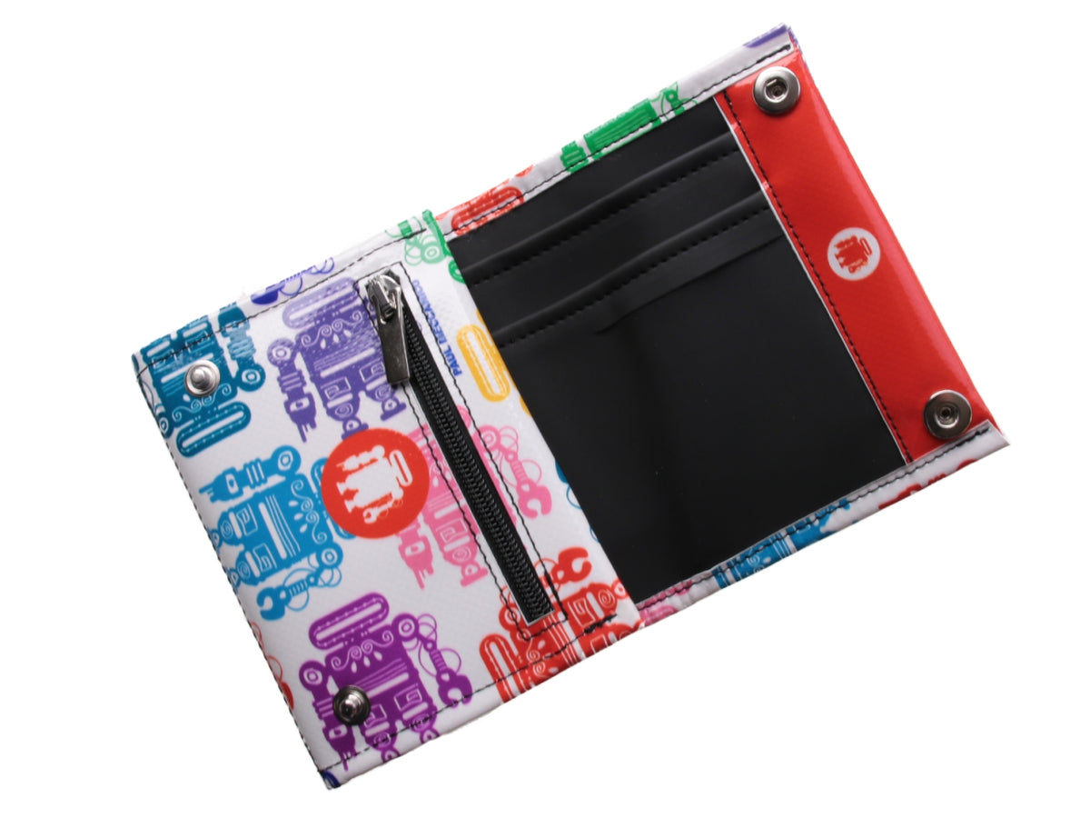 WHITE WOMEN&#39;S WALLET WITH PAUL MECCANICO LOGOS. MODEL TREK MADE OF LORRY TARPAULIN. - Limited Edition Paul Meccanico