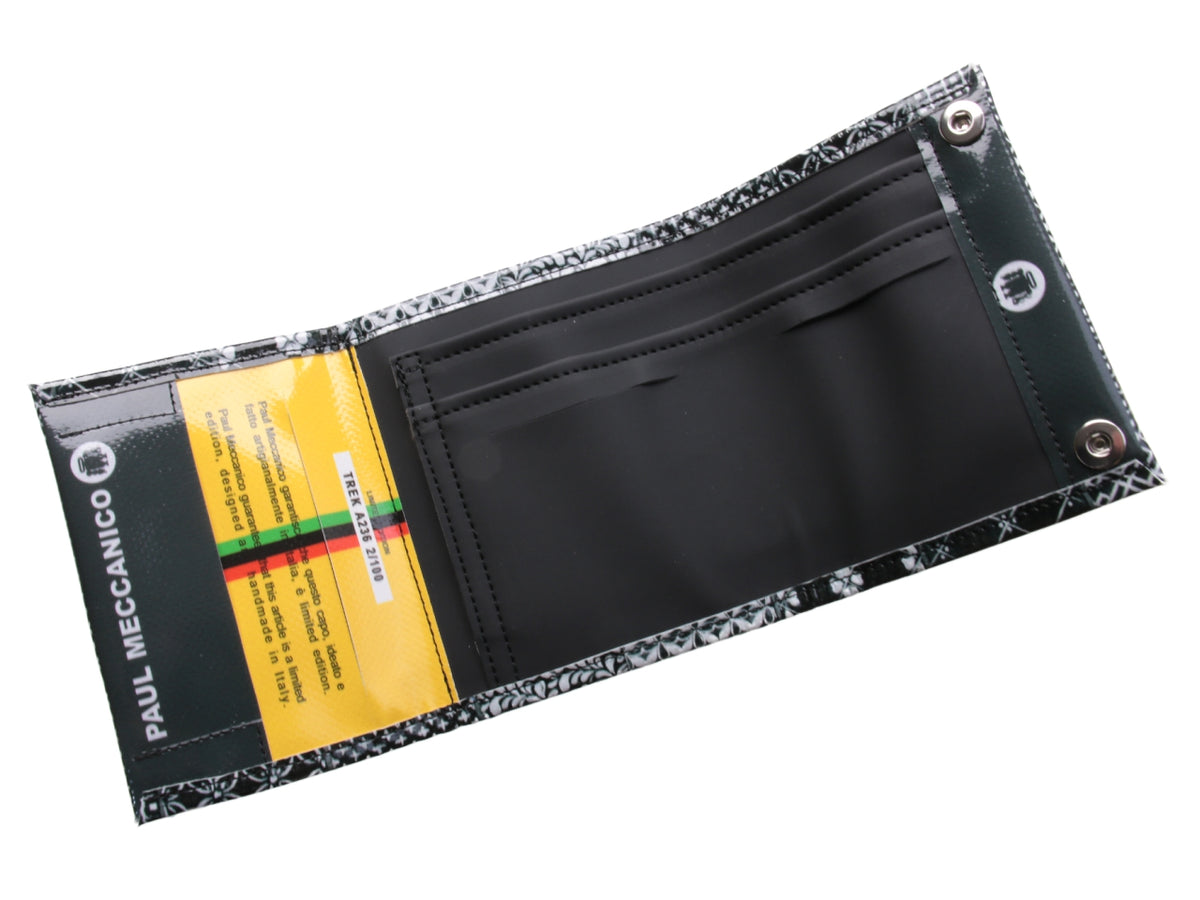 BLACK AND WHITE WOMEN&#39;S WALLET &quot;EMBROIDERY STYLE&quot;. MODEL TREK MADE OF LORRY TARPAULIN. - Limited Edition Paul Meccanico
