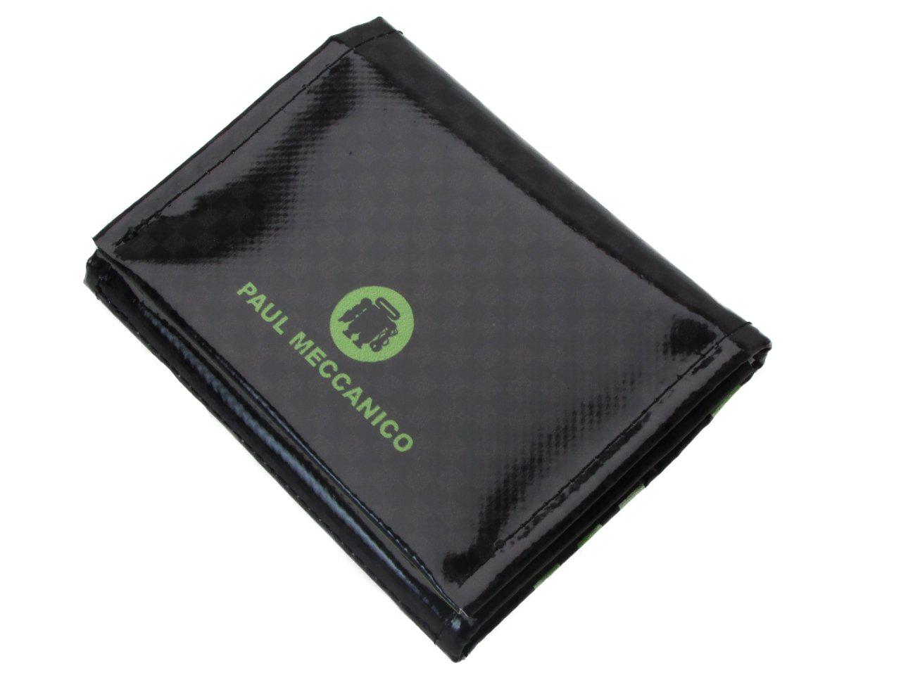 UNISEX WALLET BLACK, GREY AND GREEN COLOURS LETTERING FANTASY. MODEL TREK MADE OF LORRY TARPAULIN. - Limited Edition Paul Meccanico