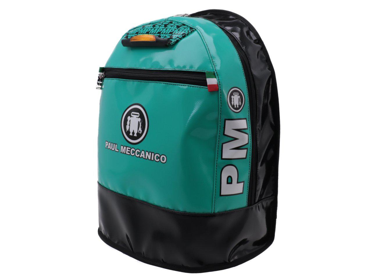 SEA GREEN AND BLACK BACKPACK PAUL MECCANICO. MODEL SUPER MADE OF LORRY TARPAULIN. - Limited Edition Paul Meccanico