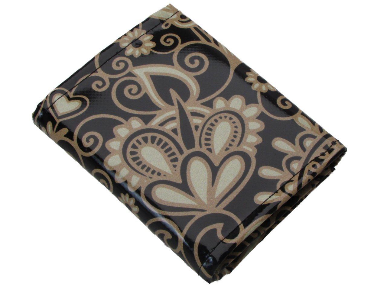 WOMAN WALLET BLACK AND BEIGE COLOURS MAJOLICA FANTASY. MODEL TREK MADE OF LORRY TARPAULIN. - Paul Meccanico