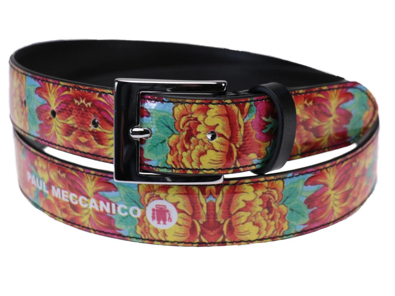 WOMAN'S BELT FLORAL FANTASY MADE OF LORRY TARPAULIN. - Unique Pieces Paul Meccanico
