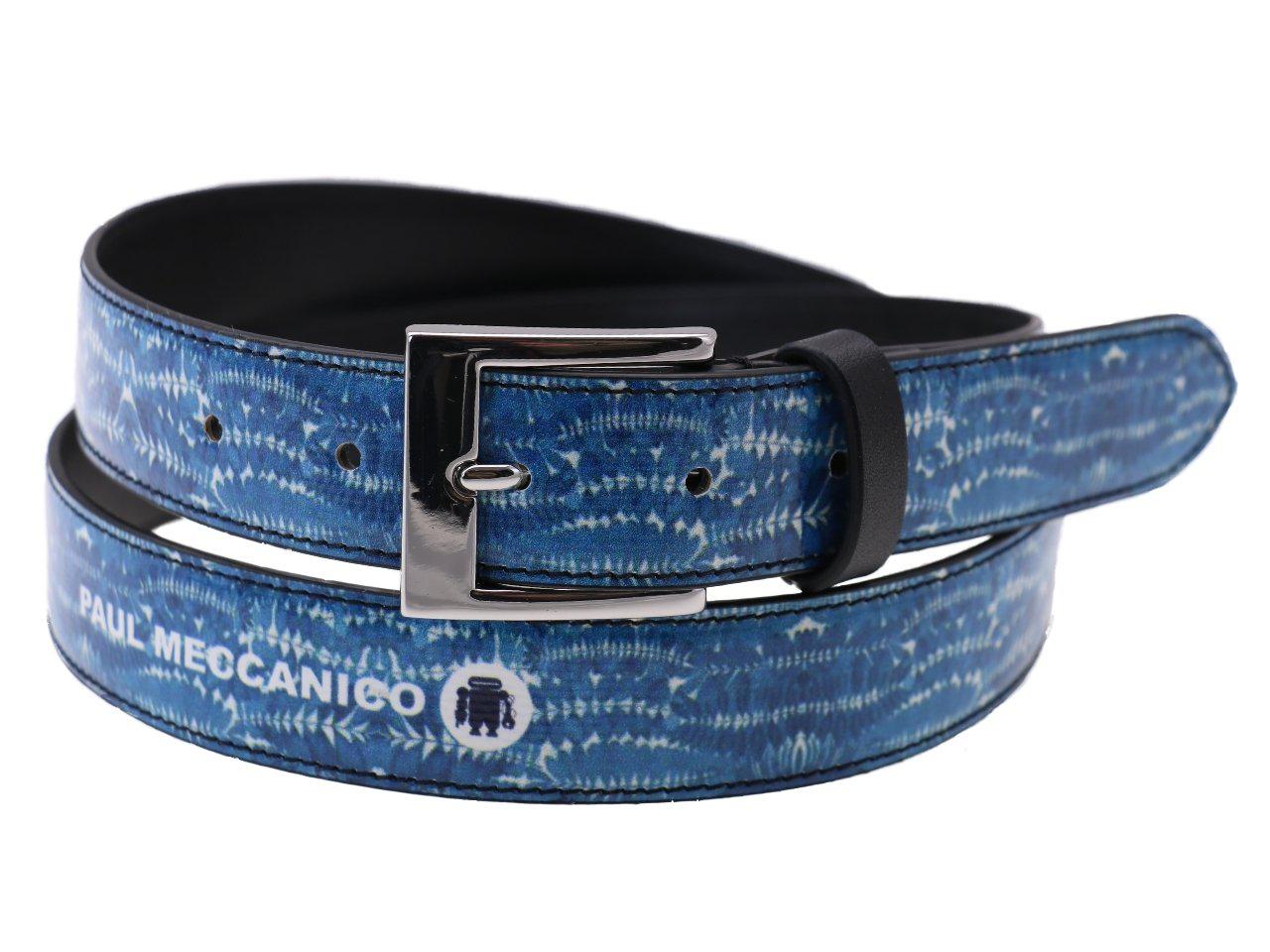 WOMAN'S BELT LIGHT BLUE MAJOLICA FANTASY MADE OF LORRY TARPAULIN - Unique Pieces Paul Meccanico