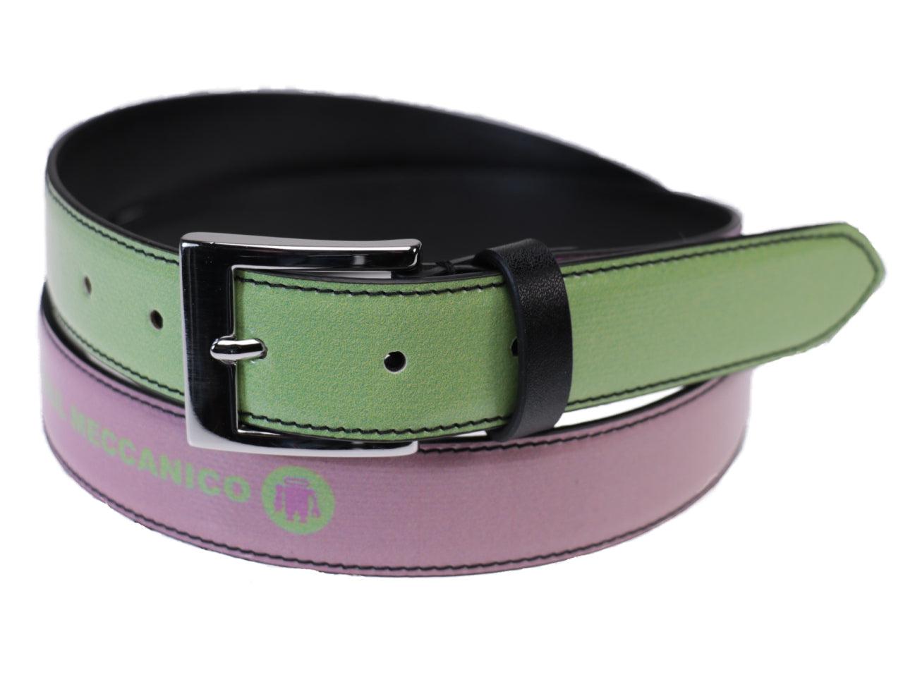WOMAN'S BELT PINK AND GREEN COLOURS SHADED EFFECT MADE OF LORRY TARPAULIN. - Unique Pieces Paul Meccanico