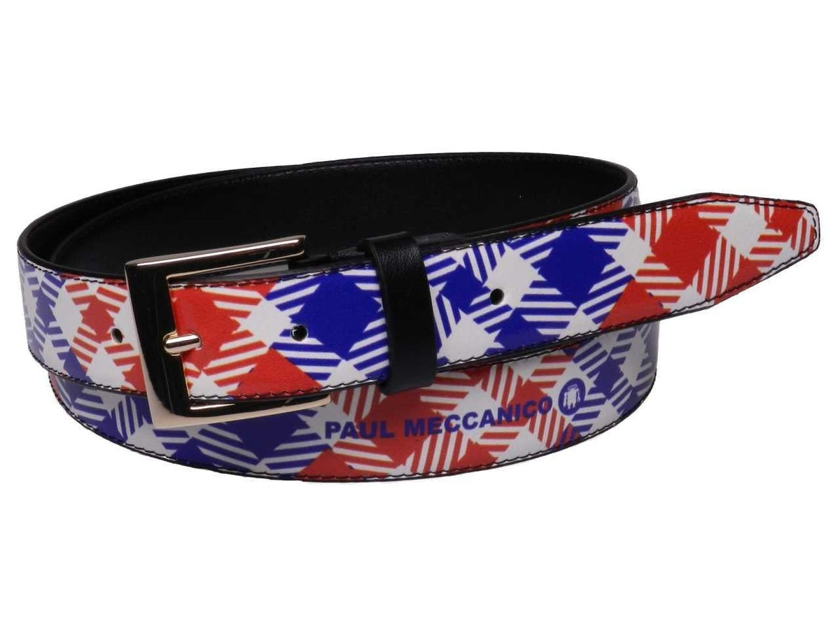 WOMAN&#39;S BELT RED, WHITE AND BLUE COLOURS MADRAS FANTASY. - Unique Pieces Paul Meccanico