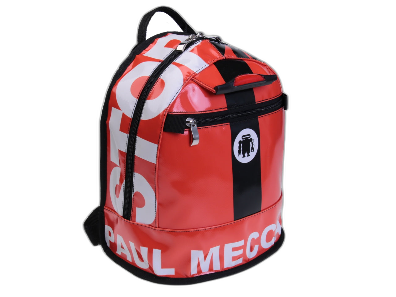 ZAINO ROSSO MODELLO SUPERINO REALIZZATO CON TELONI DI CAMION. - Edizione Limitata Paul Meccanico