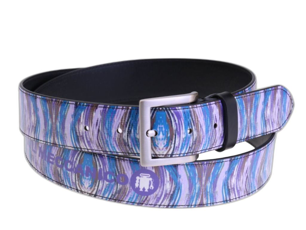 ....LILAC CINTURA DA UOMO CON FANTASIA ASTRATTA REALIZZATA CON TELONI DI CAMION.
