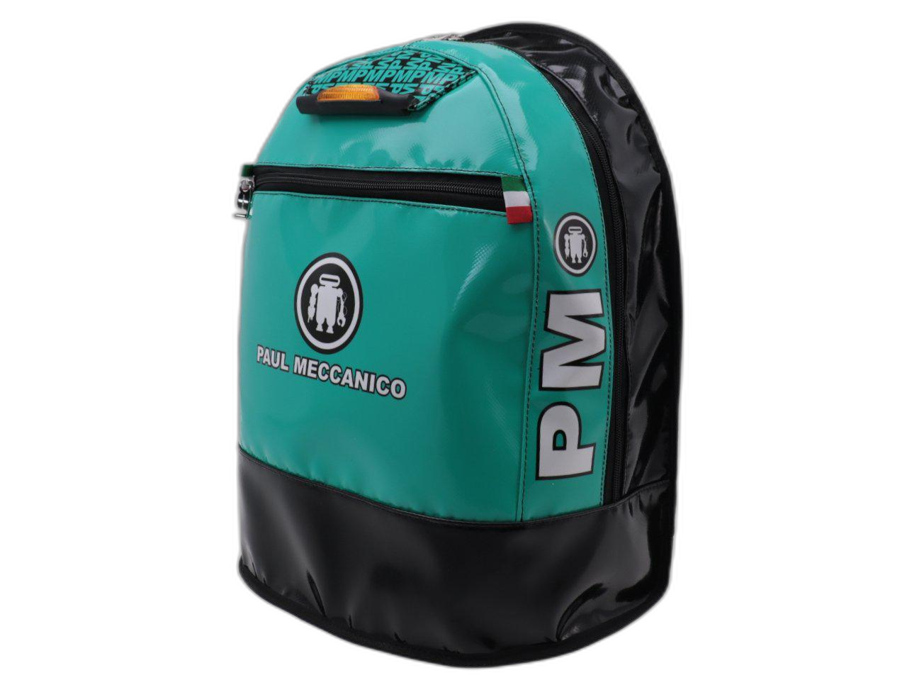 ZAINO VERDE MARE E NERO PAUL MECCANICO. MODELLO SUPER REALIZZATO CON TELONI DI CAMION. - Edizione Limitata Paul Meccanico